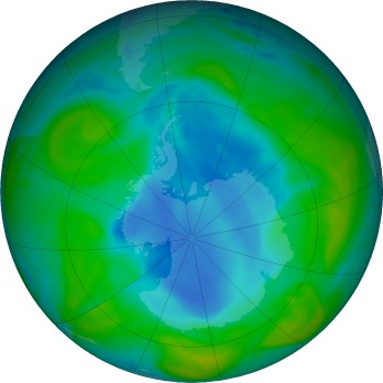 Antarctic ozone map for 2024-12-16